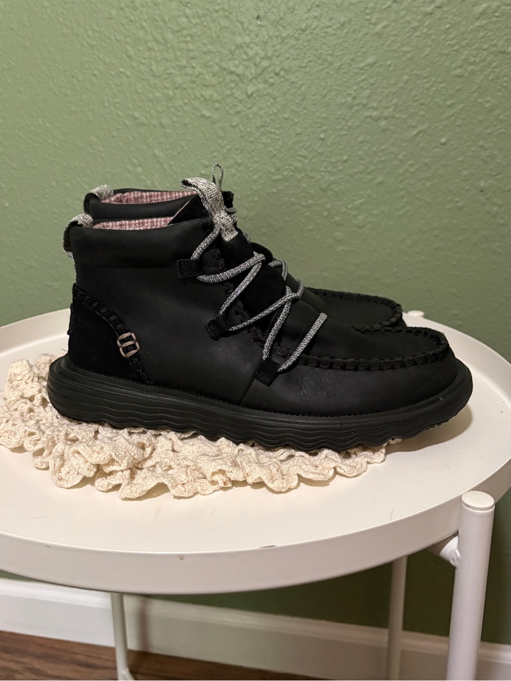 Hey Dude Black Ankle Booties with Gray Laces